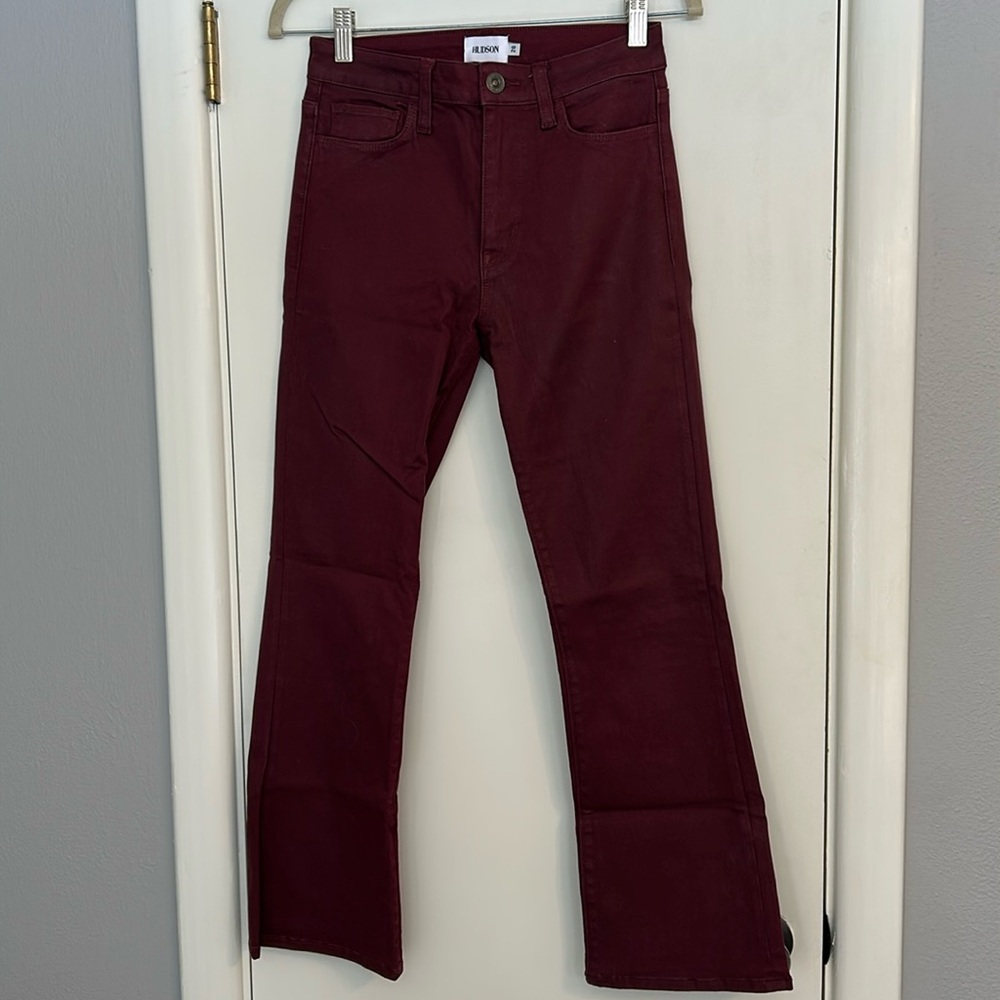 Hudson red coated boot cut jeans